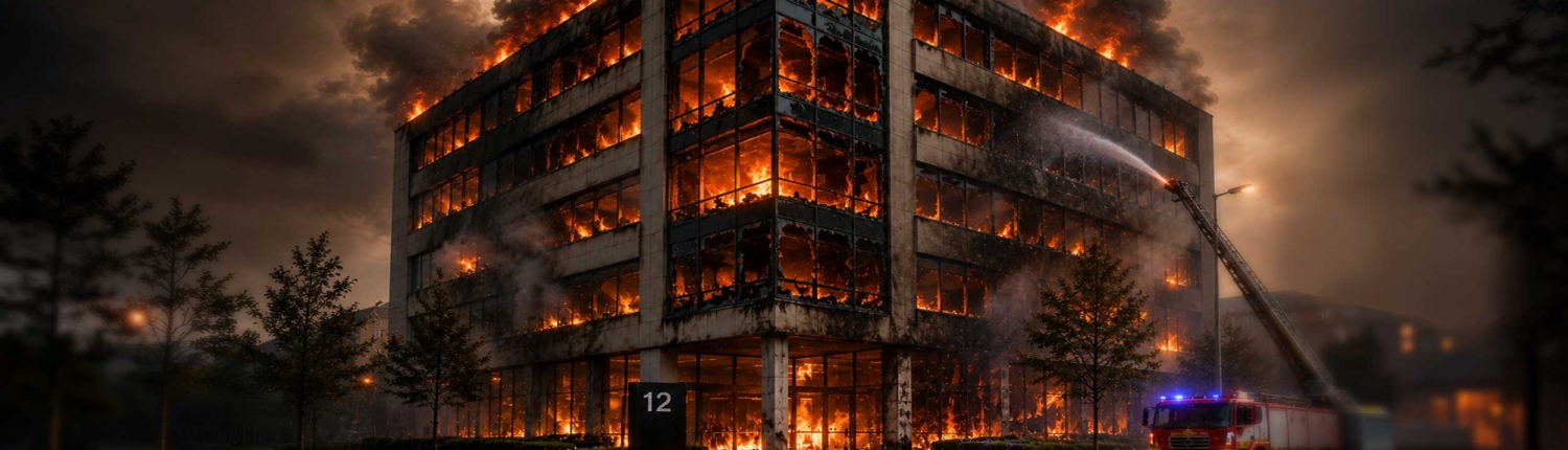 Großbrand in einem Bürogebäude – Brandbekämpfung durch die Feuerwehr und effektive Brandschutzmaßnahmen für Unternehmen